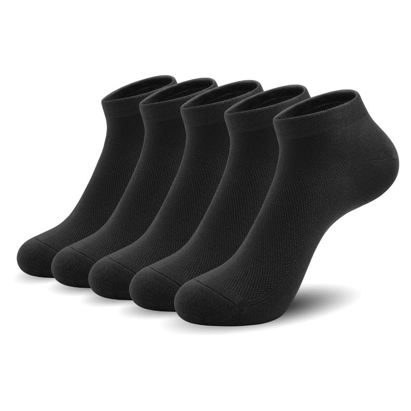 SERISIMPLE Women Ankle Soft Ultra Thin Mesh Beathable Viscose Bamboo Anti Odor Summer Cool Socks Low Cut Sock 5 Pairs,4-8/9-11 (Black, Large) - Image 1